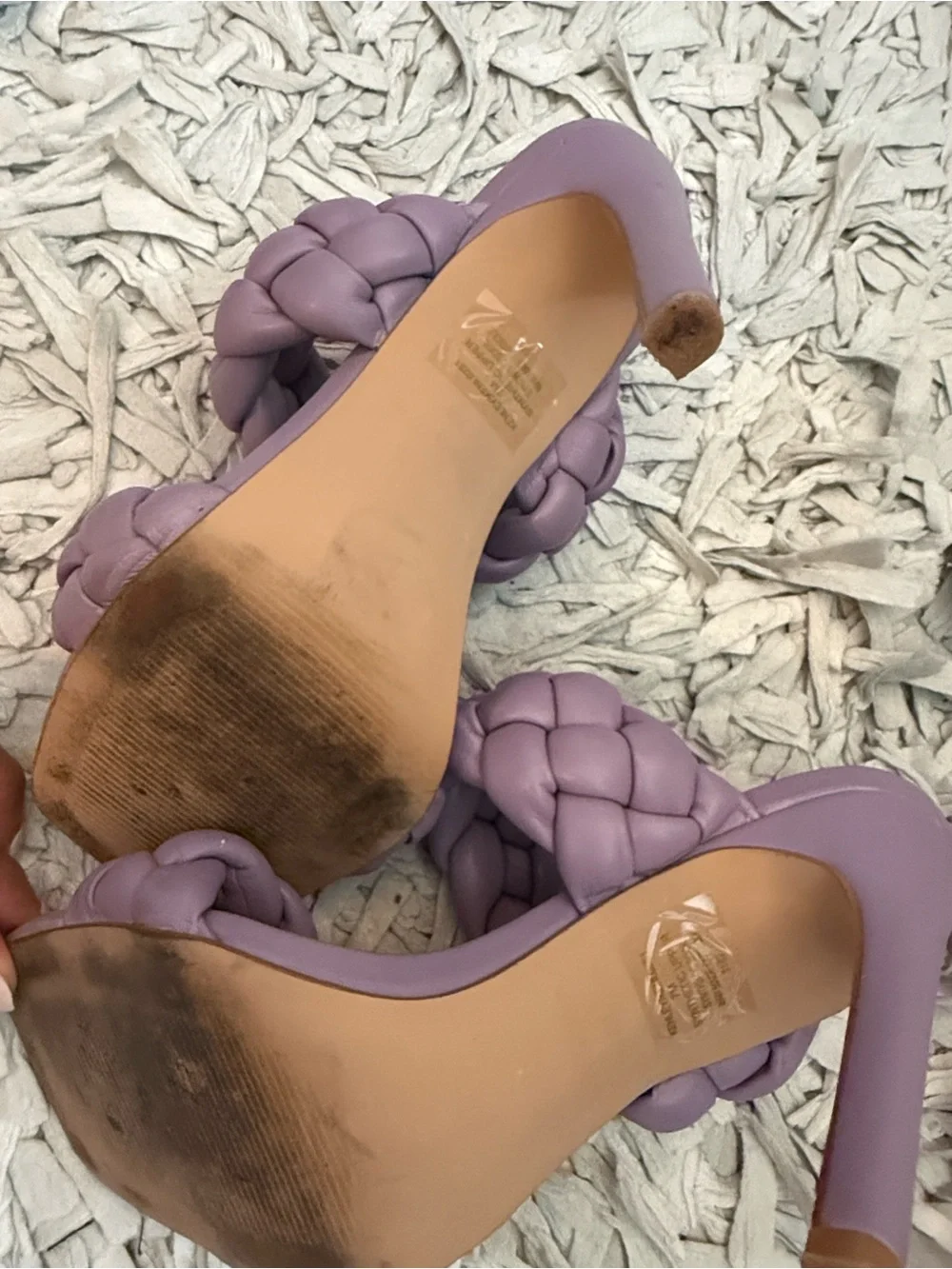 Lavender Braided Double-Strap High Heel Sandal - Women